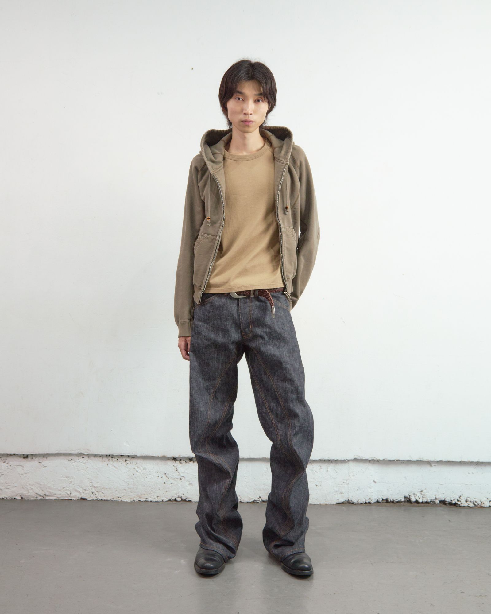 3.8 C LEATHER MESH BELT（BROWN）