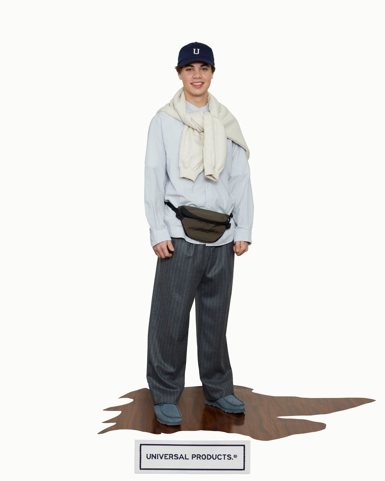 WOOL 2 TUCK TROUSERS（GRAY STRIPE）