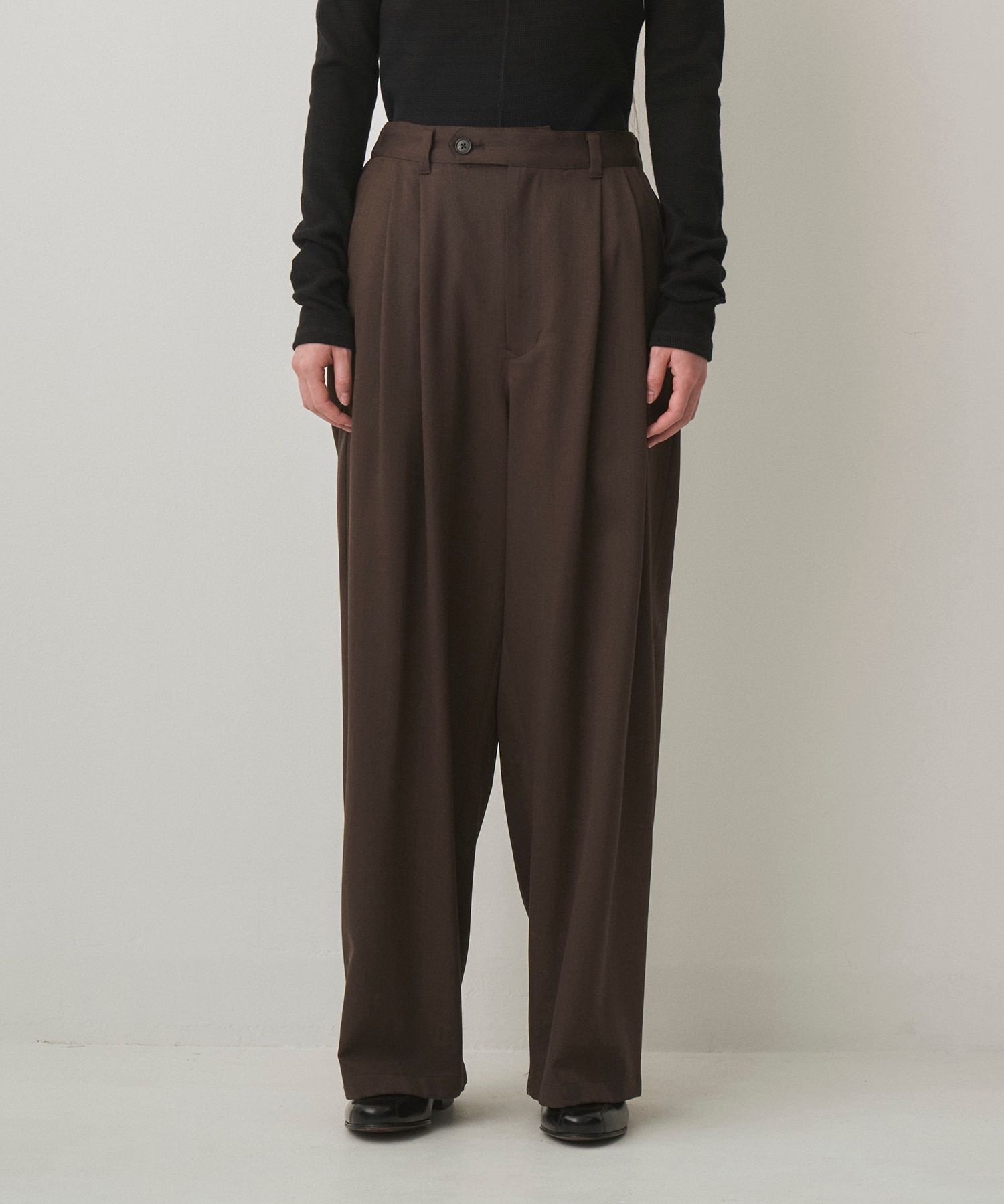 2TUCK WIDE EASY PANTS（BROWN）