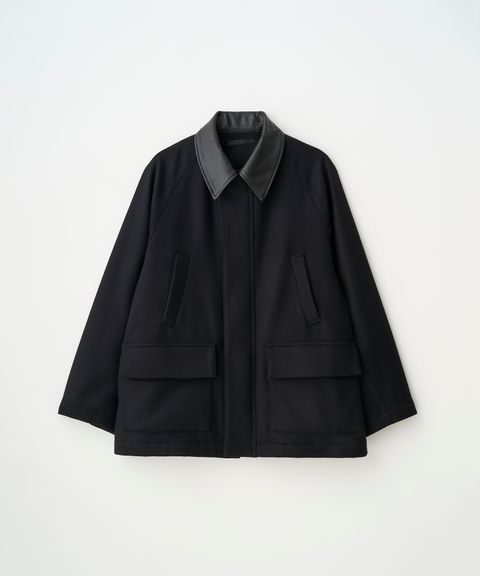 LEATHER COLLAR RIDING JACKET（BLACK）
