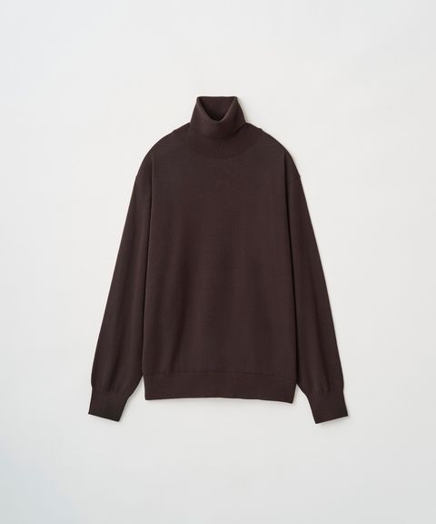 STRUCTURED TURTLENECK KNIT（BROWN）