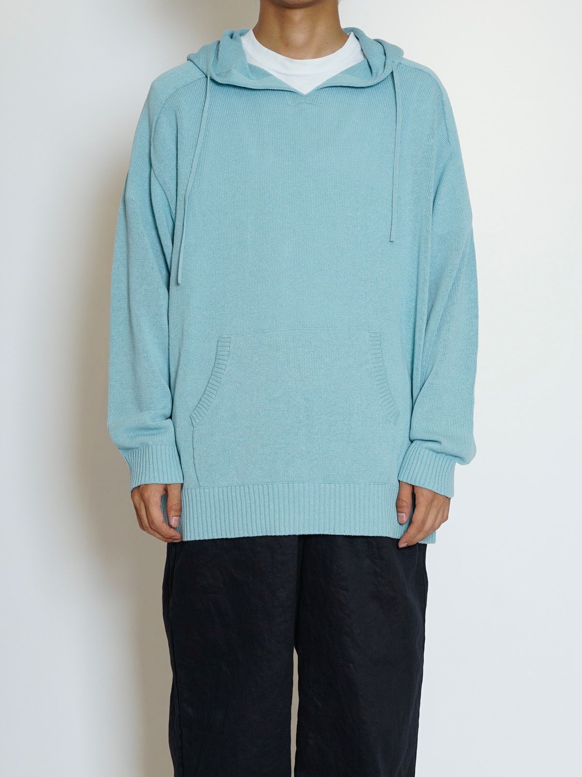 LINEN KNIT HOODIE（BLUE）