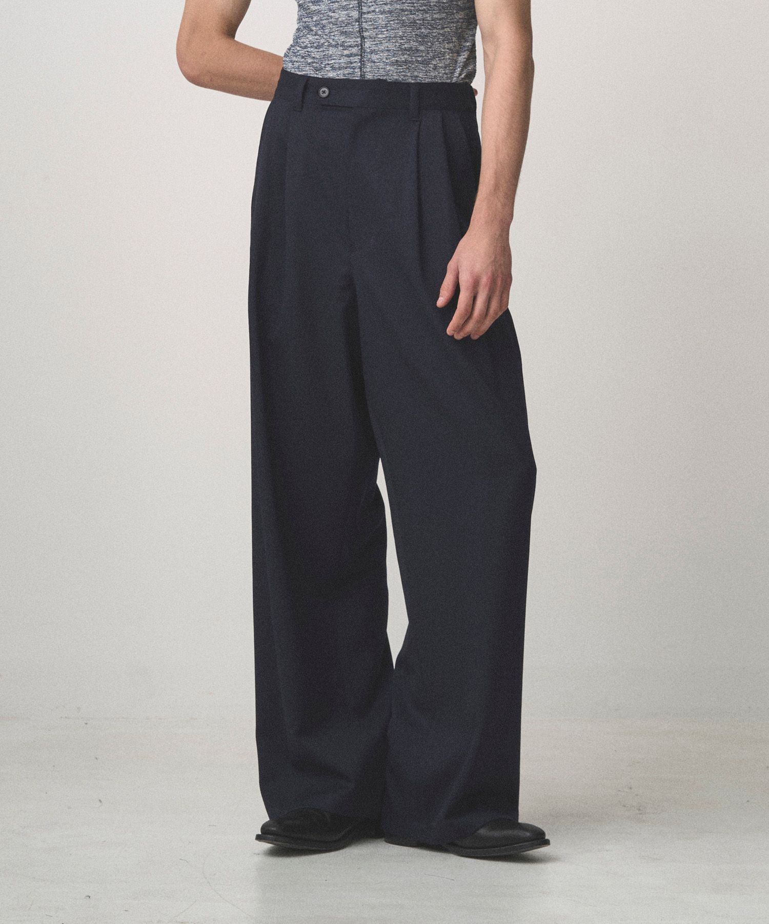 EXTREME WIDE PINSTRIPE PANTS（NAVY）