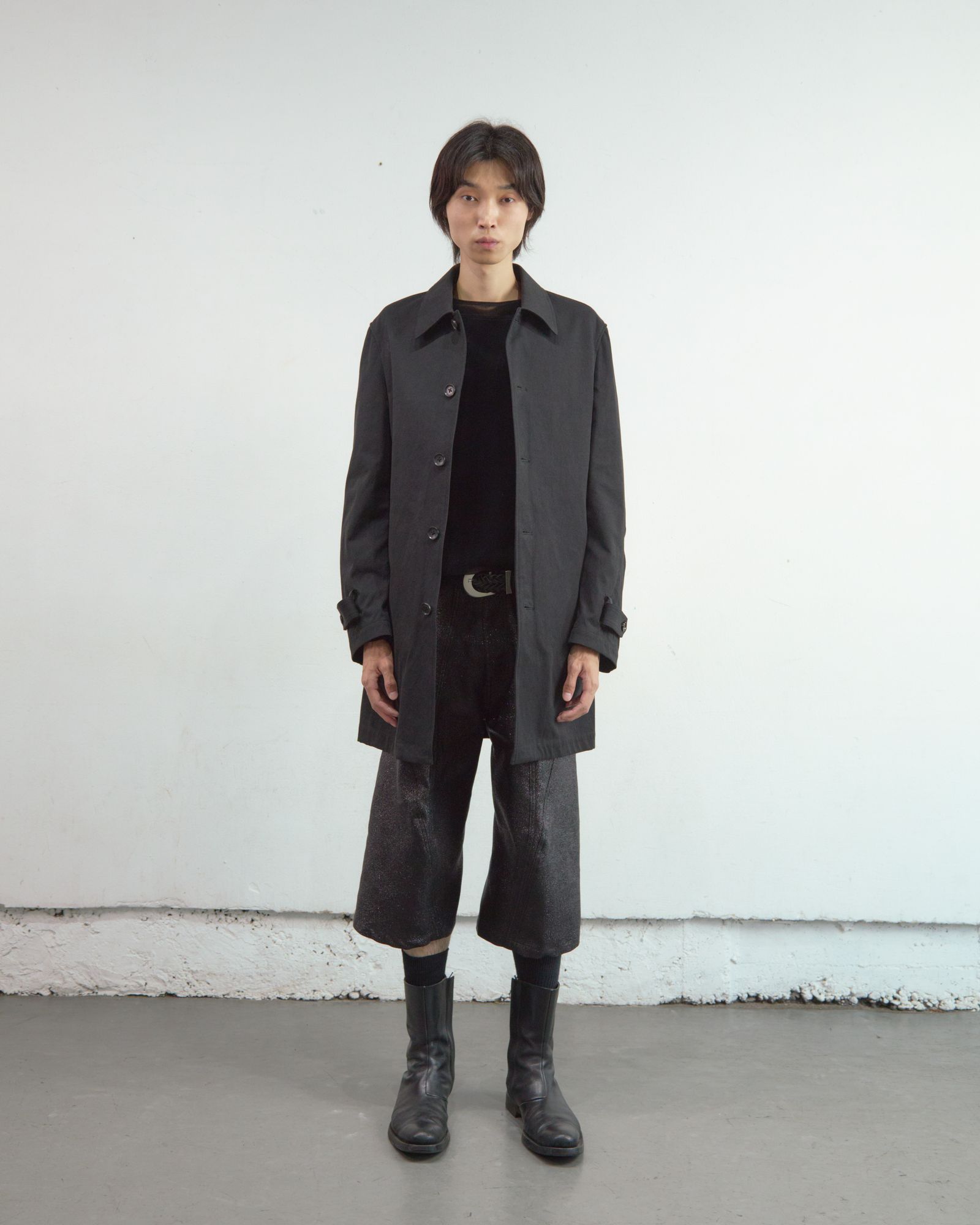 GLITTER TWILL 3D TWISTED JORTS（BLACK）