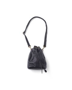 CCU LEATHER "KINCHAKU" BAG（BLACK）