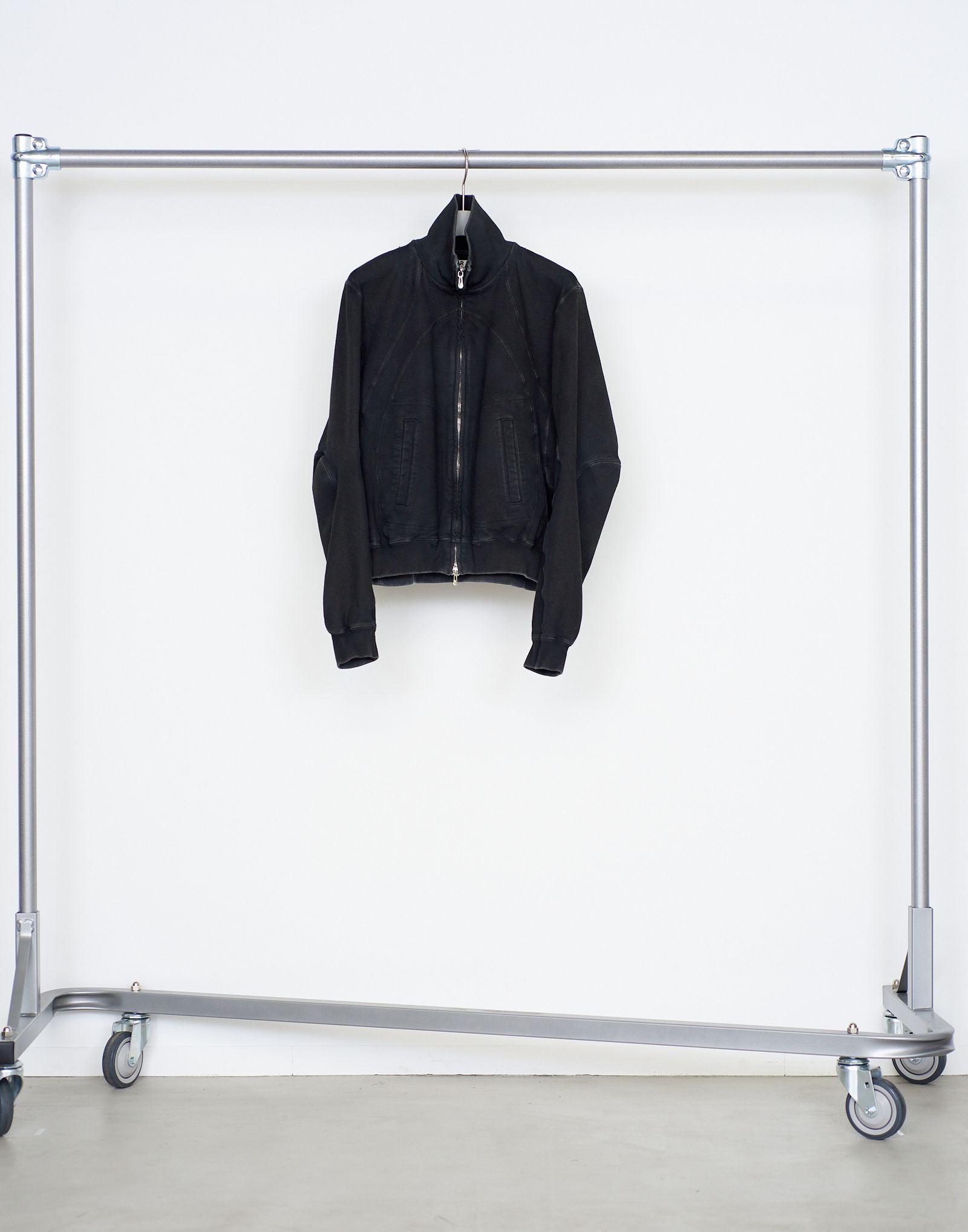 PANELED ZIP UP SWEAT SHIRT FADED（BLACK）