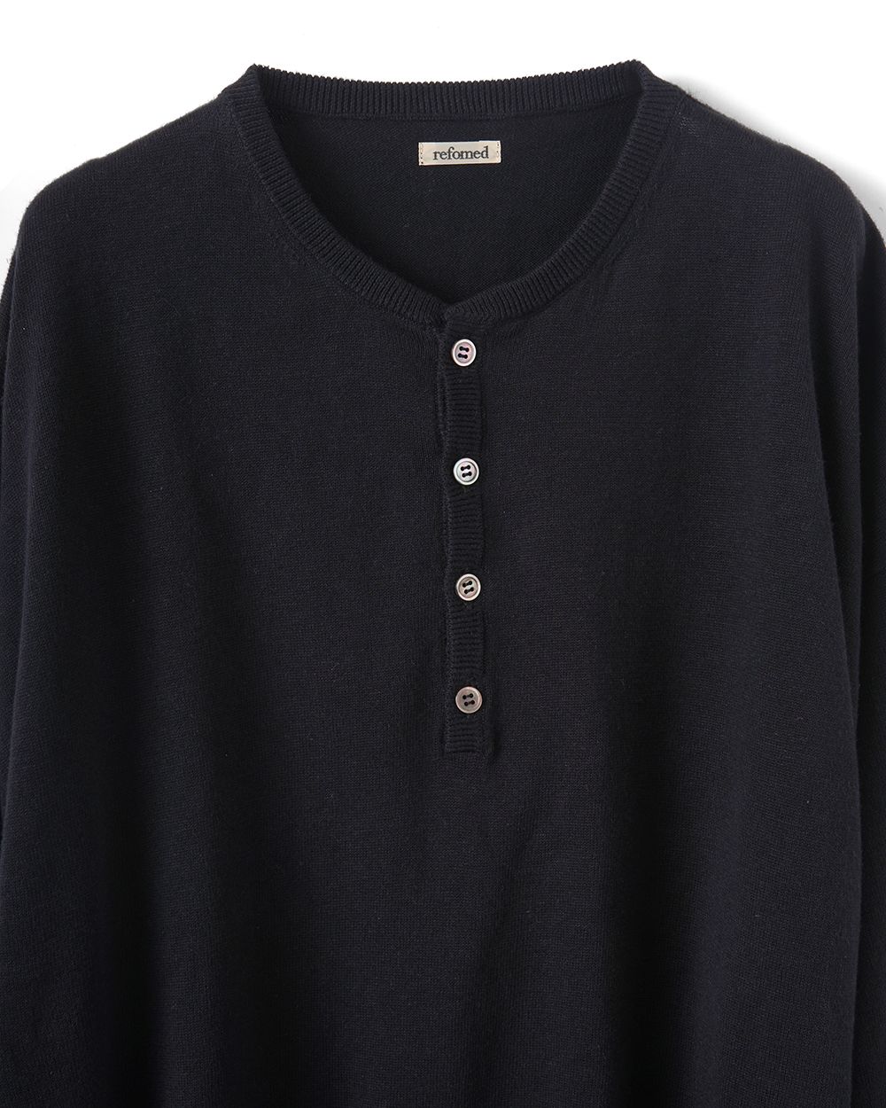 OLD MAN HENLEY NECK KNIT（BLACK）