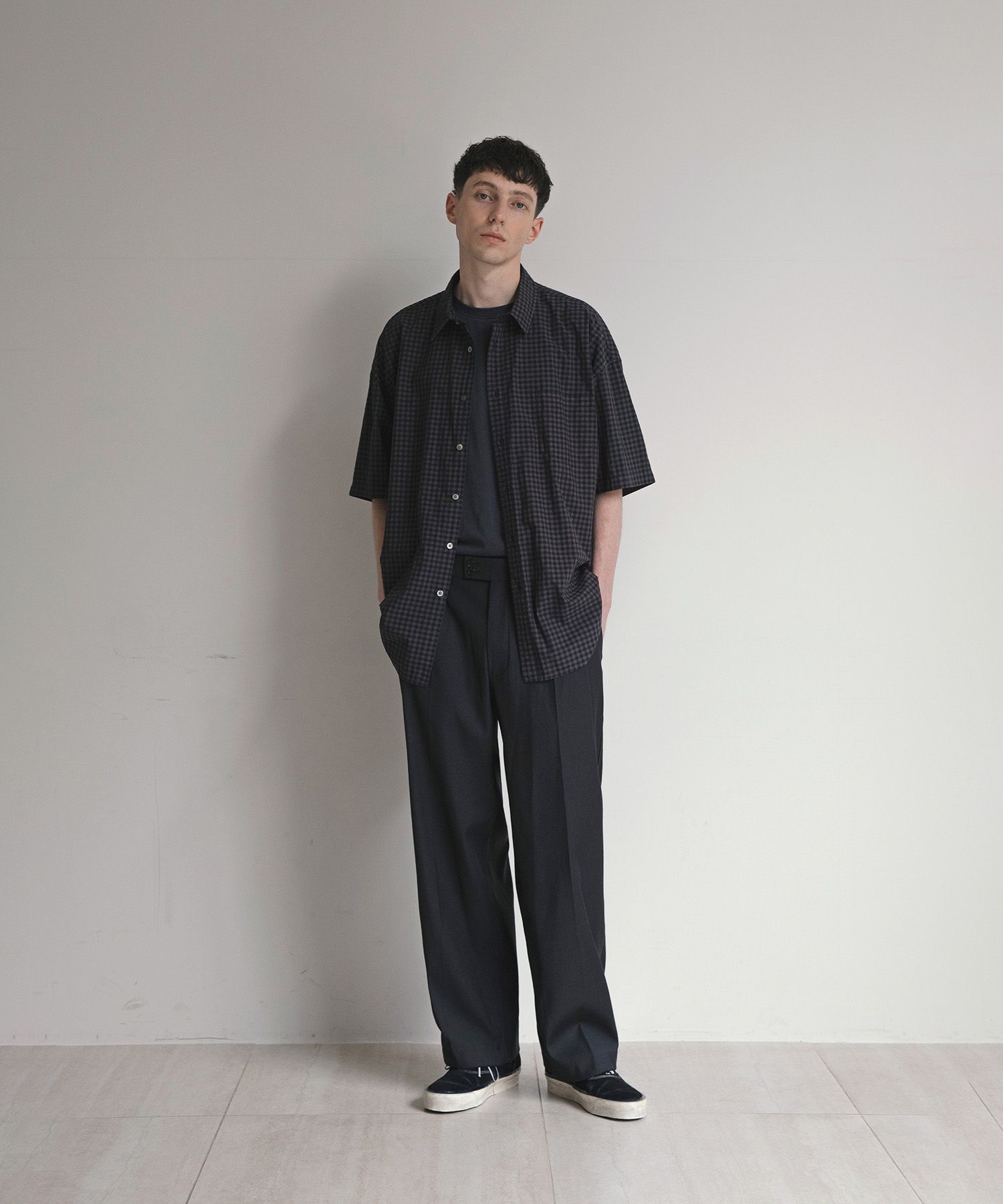 Huge Gingham Check Shirt（CHARCOAL BROWN）