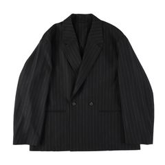 36G Wool Stripe Double Jacket（BLACK）