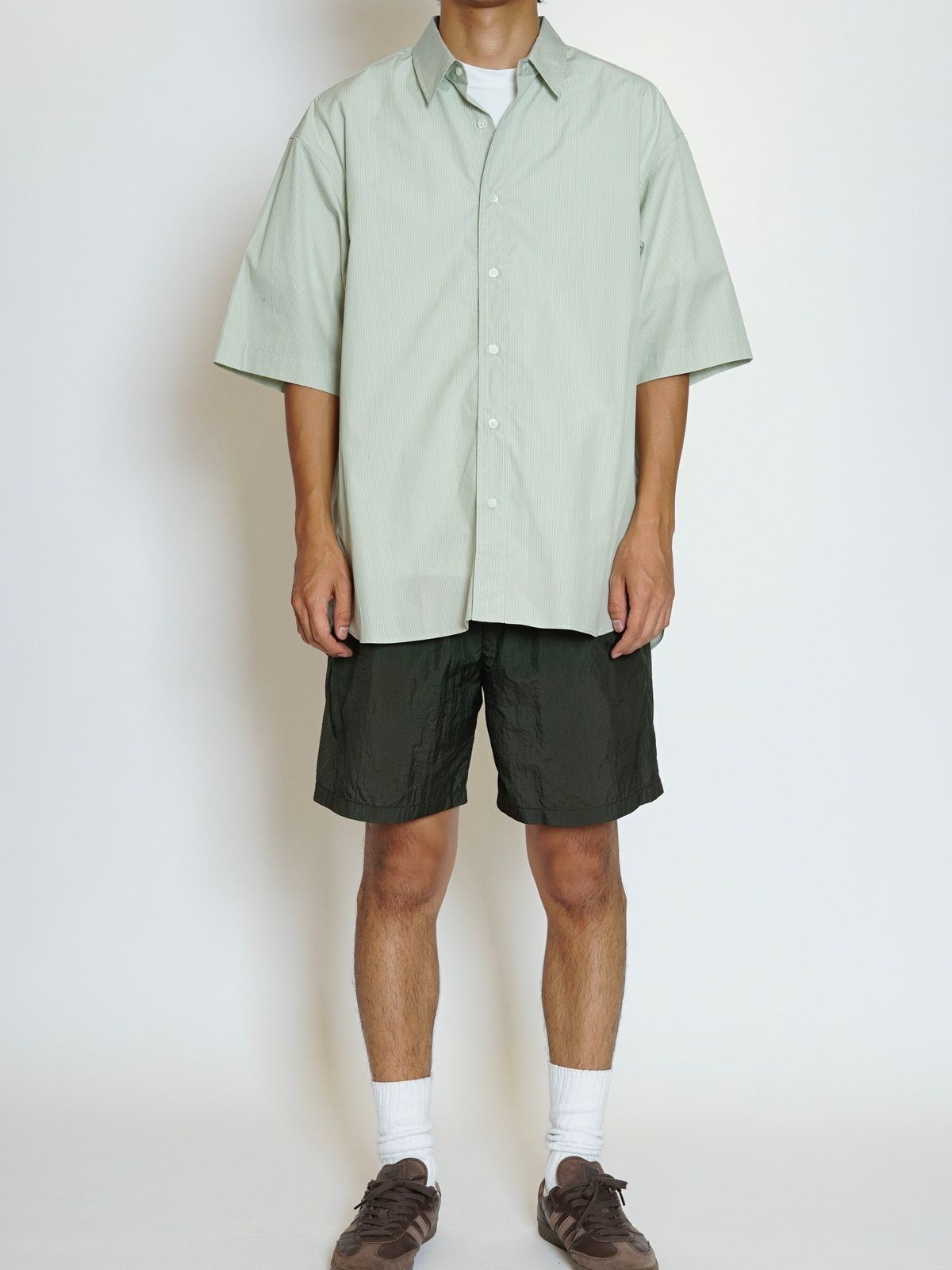 S/S REGULAR SHIRTS（GREEN STRIPE）