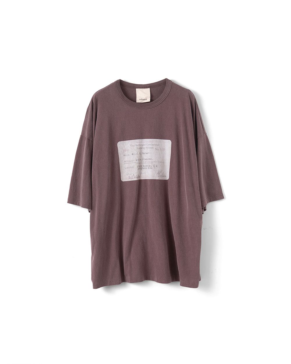 RAILWAY TICKET TEE（BROWN）