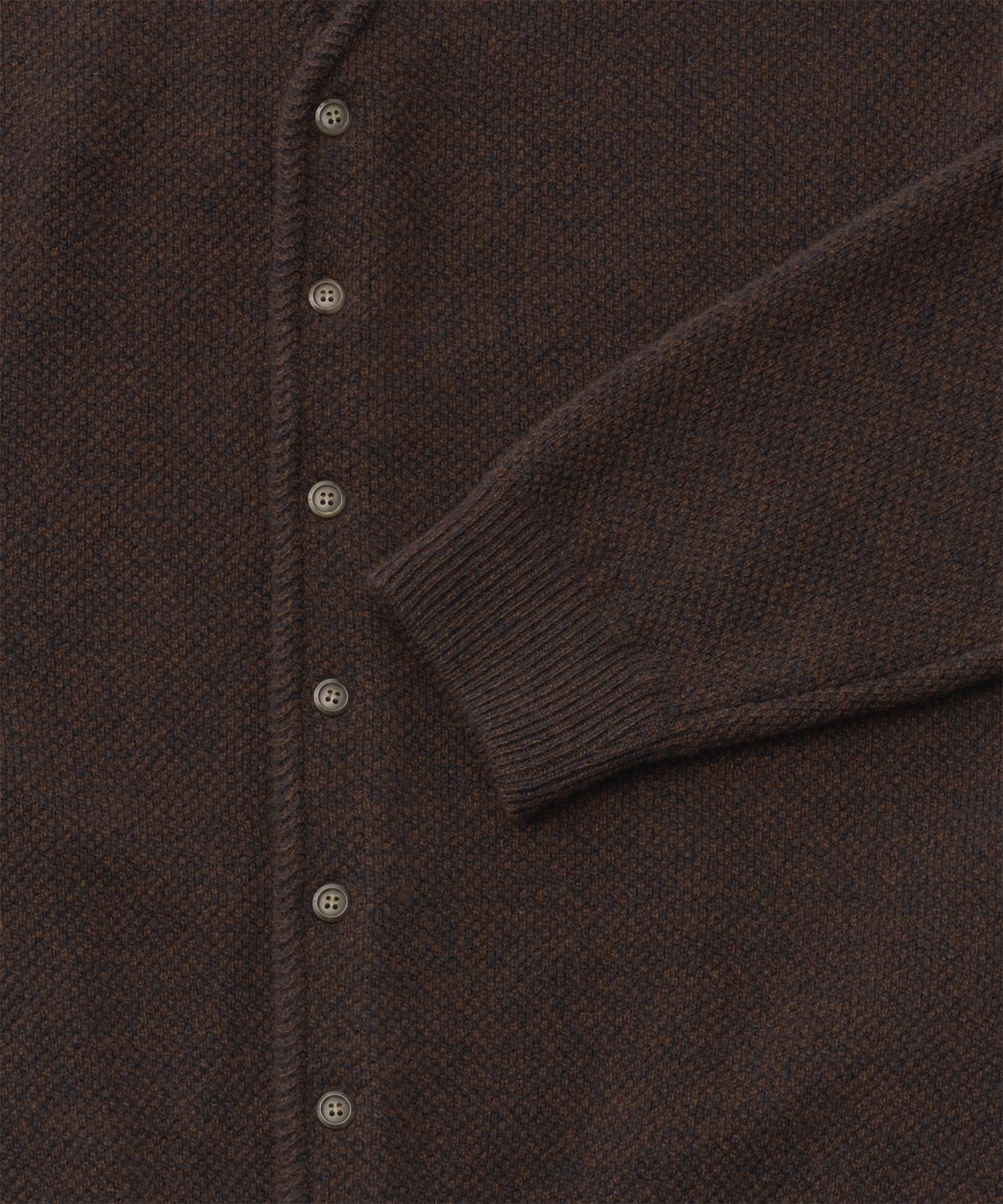 Moss Stitch V-Neck Cardigan（Brown）