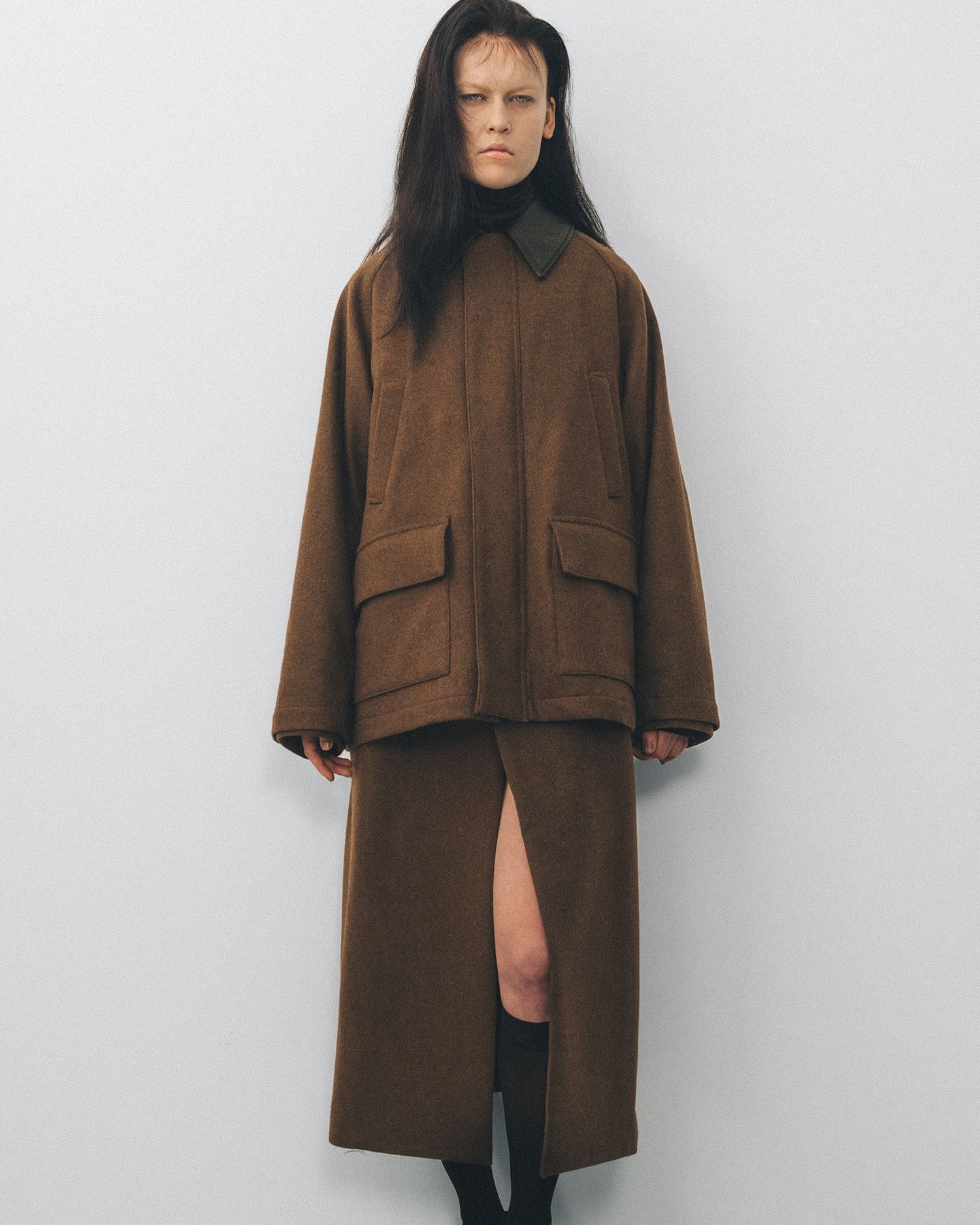 LEATHER COLLAR RIDING JACKET（BROWN）