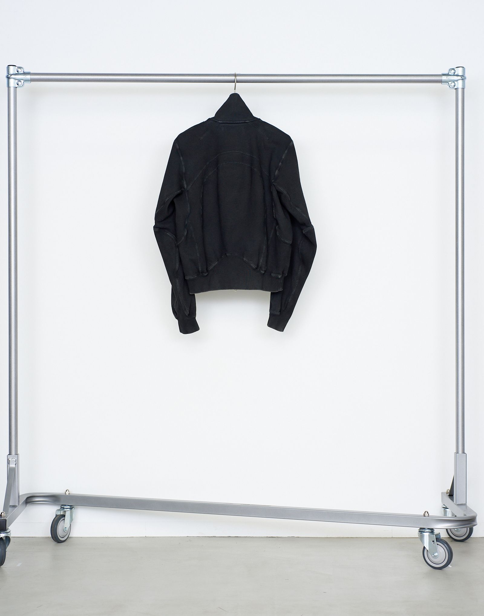 PANELED ZIP UP SWEAT SHIRT FADED（BLACK）