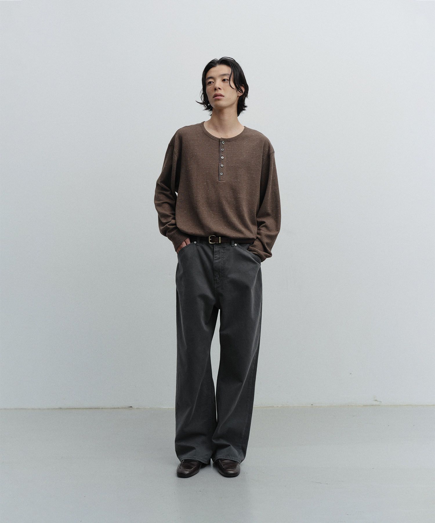 Waffle Henry Pullover（MILD BROWN）