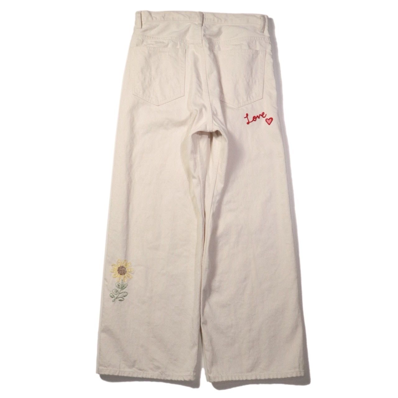 Embroidered wide selvedge jeans （Natural）