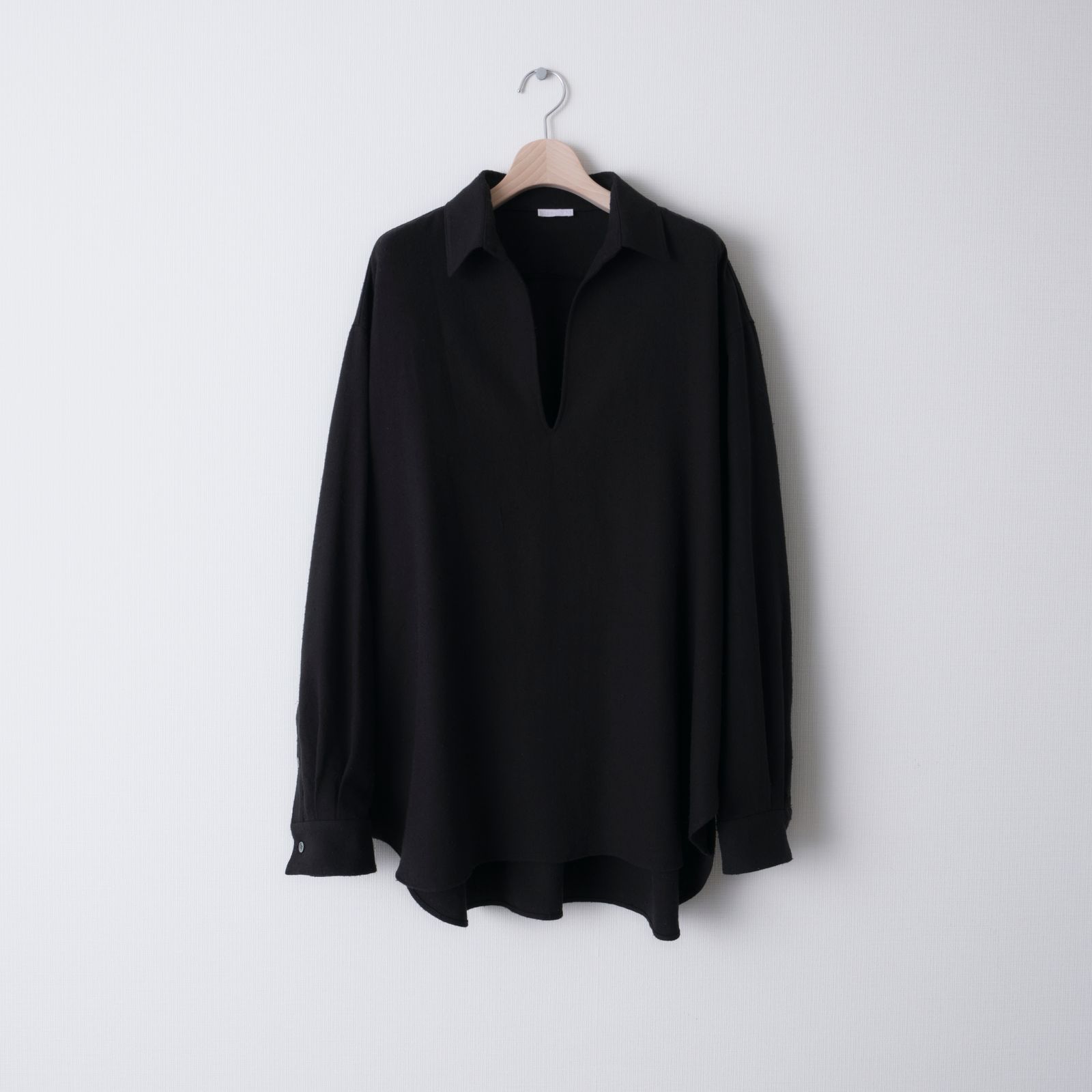 SILK COTTON SKIPPER SHIRTS（BLACK）