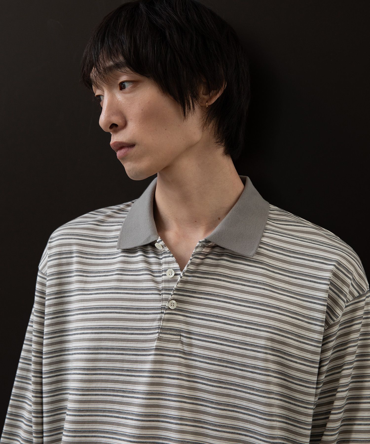 Brief Stripe Rugby TEE(LIGHT KHAKI)