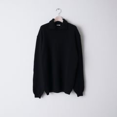 ALPACA POLO COLLAR KNIT SHIRT（BLACK）