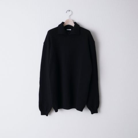 ALPACA POLO COLLAR KNIT SHIRT（BLACK）