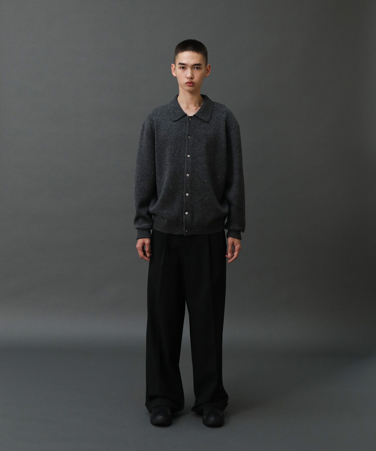 Scape Polo Wool Cardigan（Donegal Charcoal）