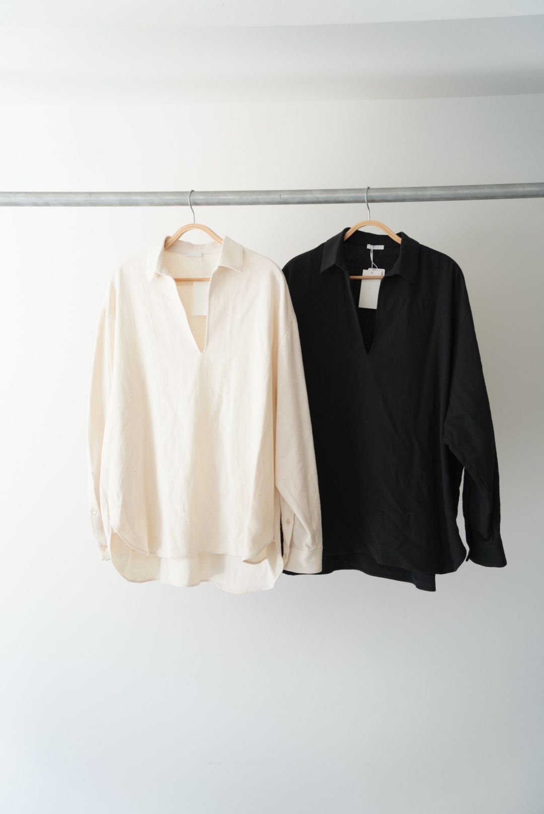 SILK COTTON SKIPPER SHIRTS（WHITE）