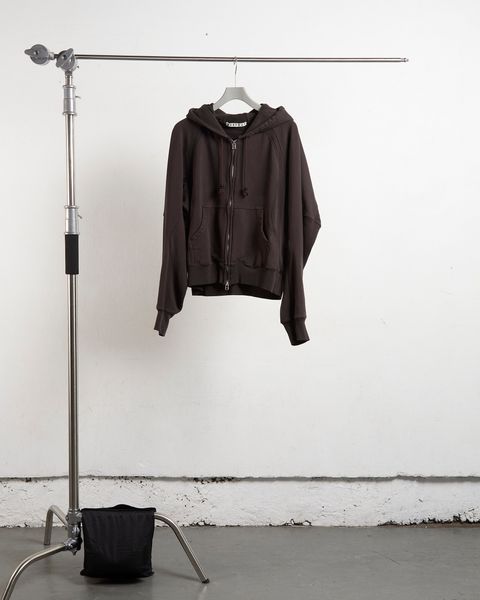 PANELLED ZIP UP HOODIE（BROWN）