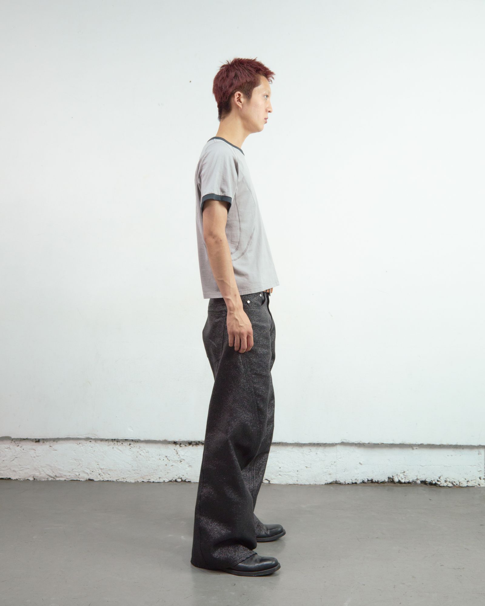 PANELLED HALF SLEEVE RINGER T-SHIRT（BEIGE）