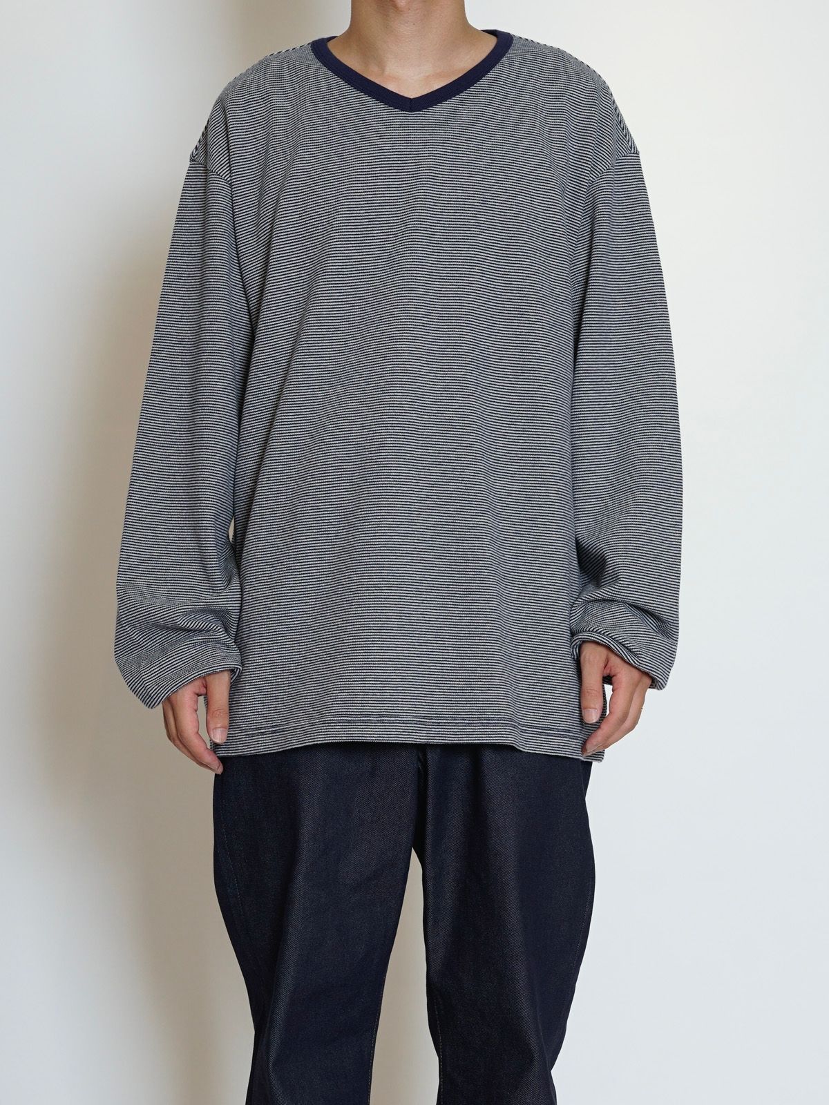 V NECK L/S TSHIRTS（NAVY）