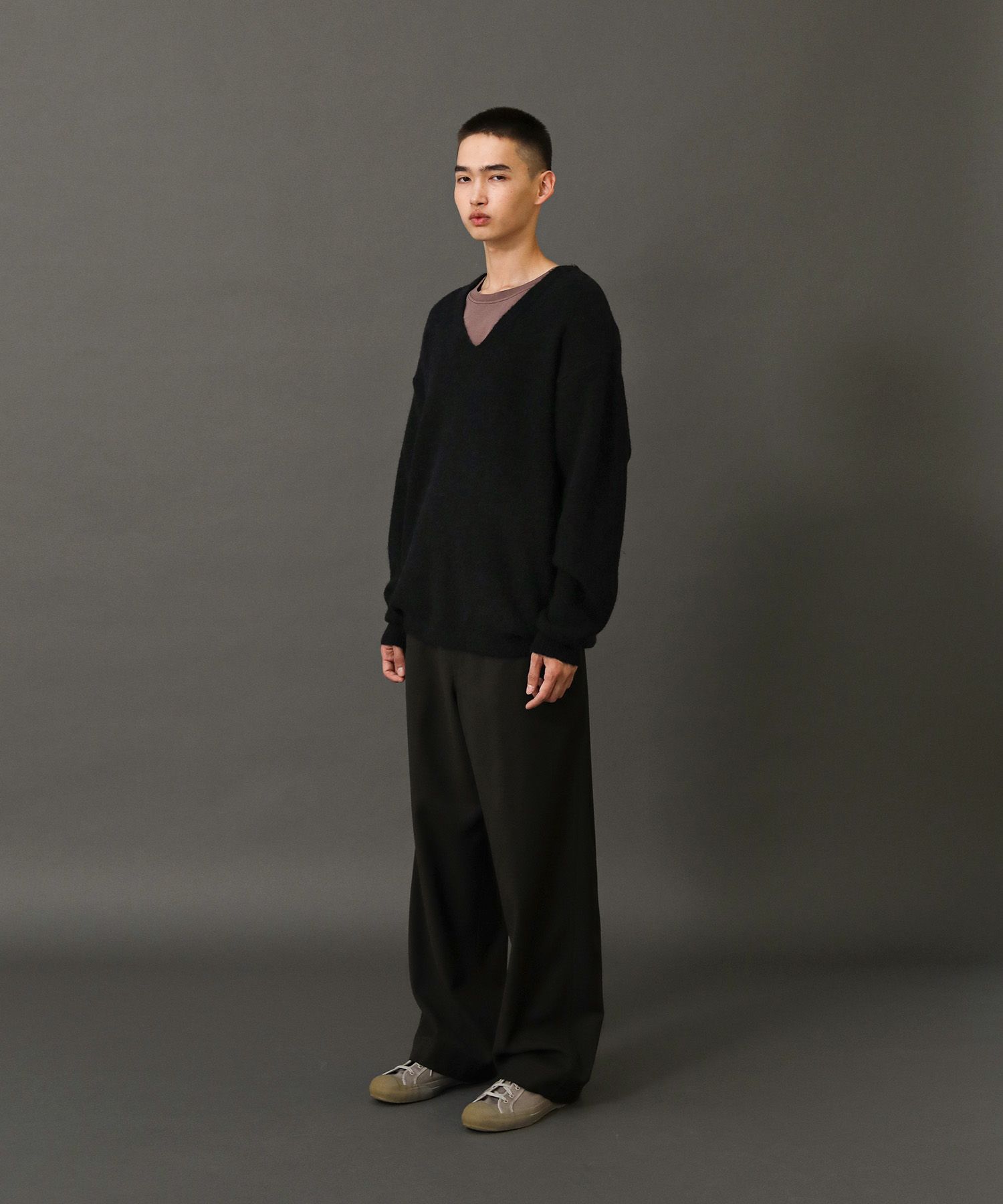 Current V-Neck Knit（Coal）