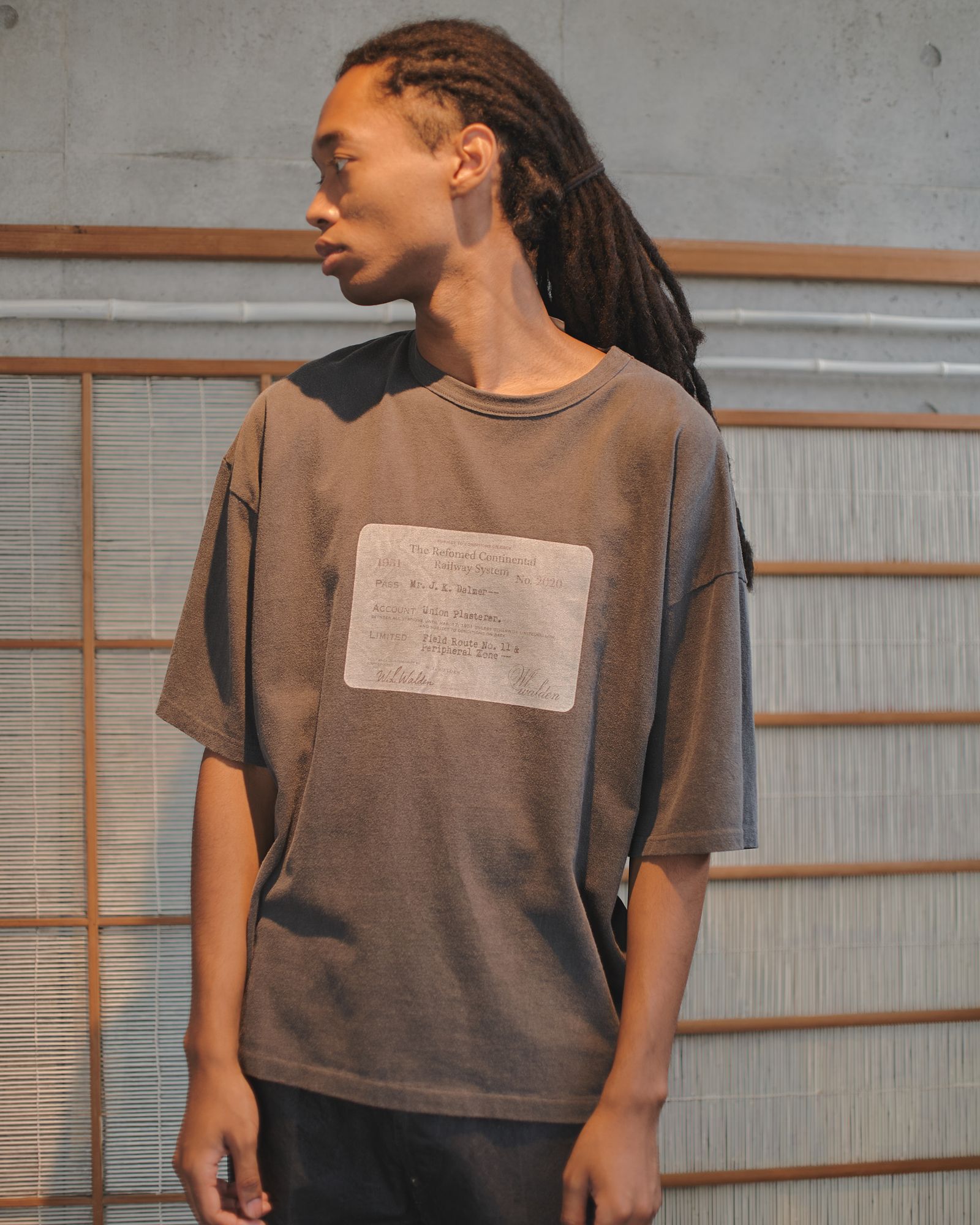 RAILWAY TICKET TEE（CHARCOAL）