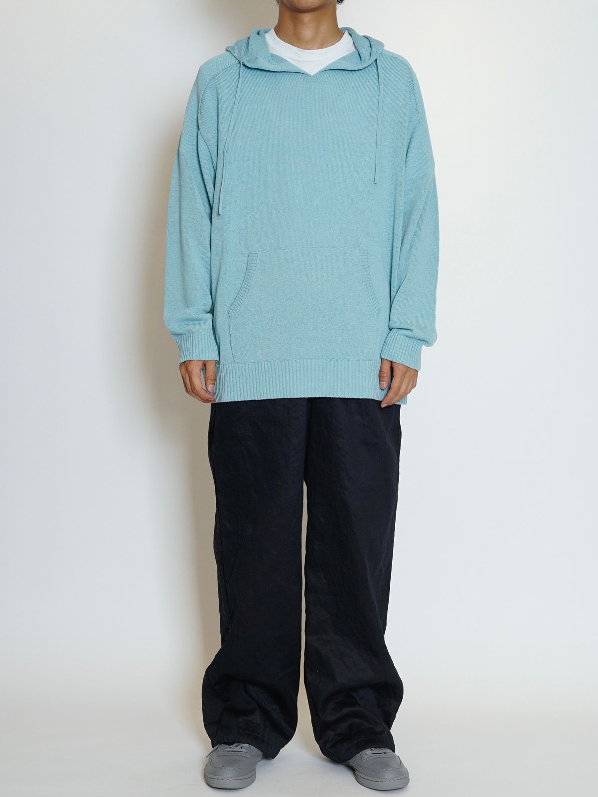 LINEN KNIT HOODIE（BLUE）
