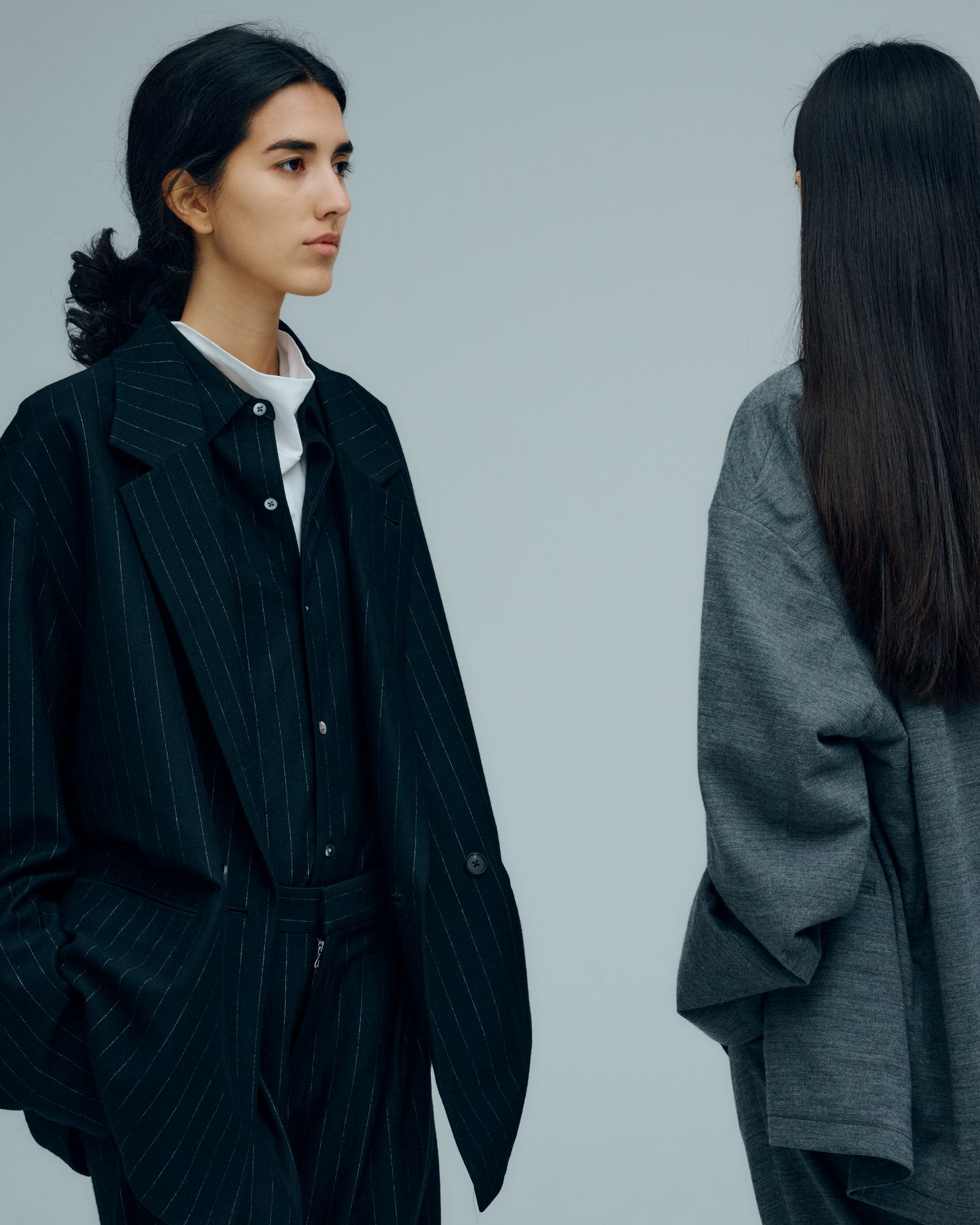 36G Wool Stripe Ideal Shirt（BLACK）