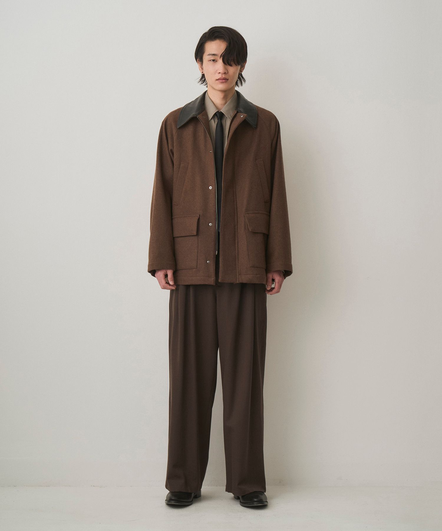 LEATHER COLLAR RIDING JACKET（BROWN）