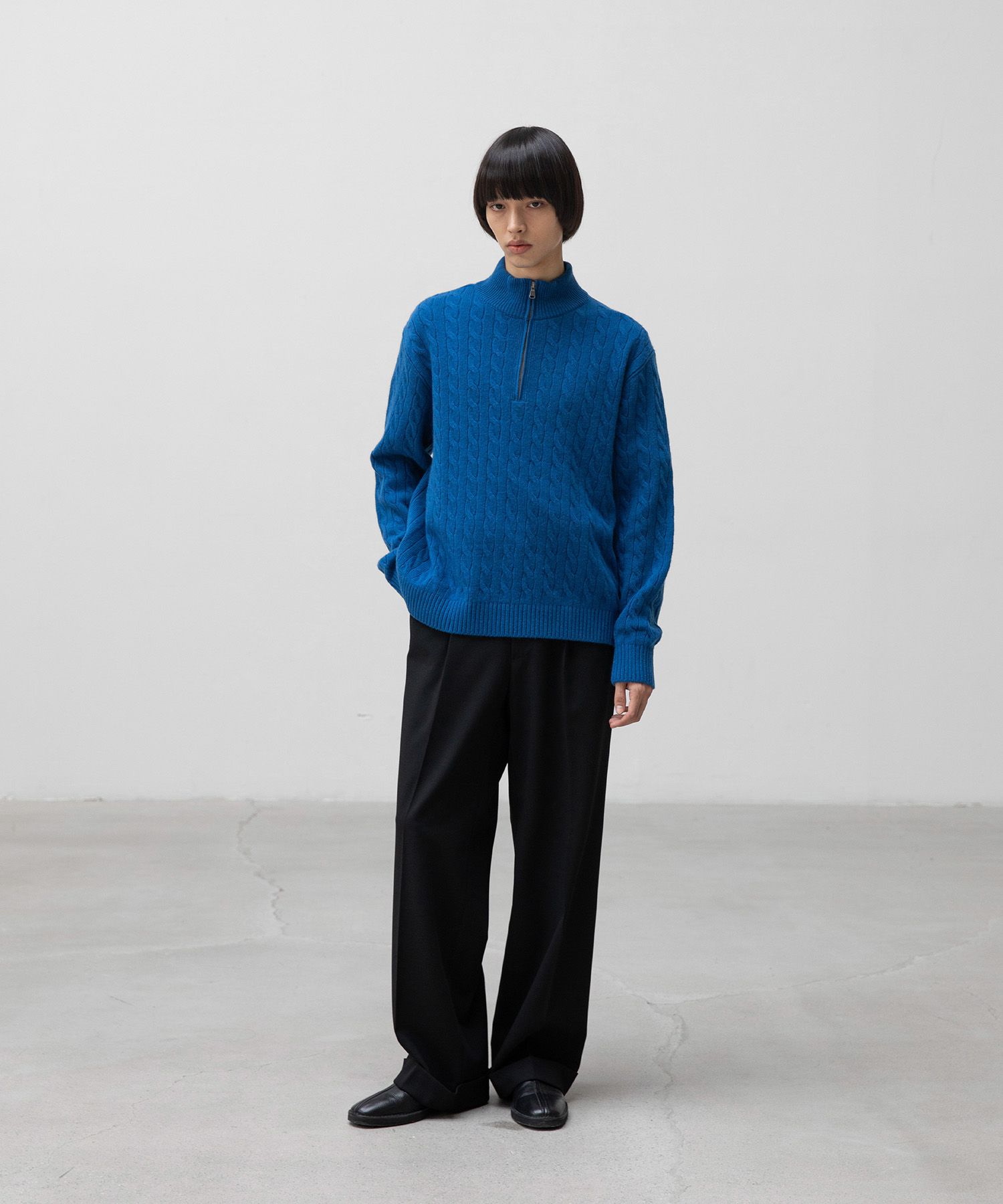 Flow Wide Turn-up Pants（BLACK）
