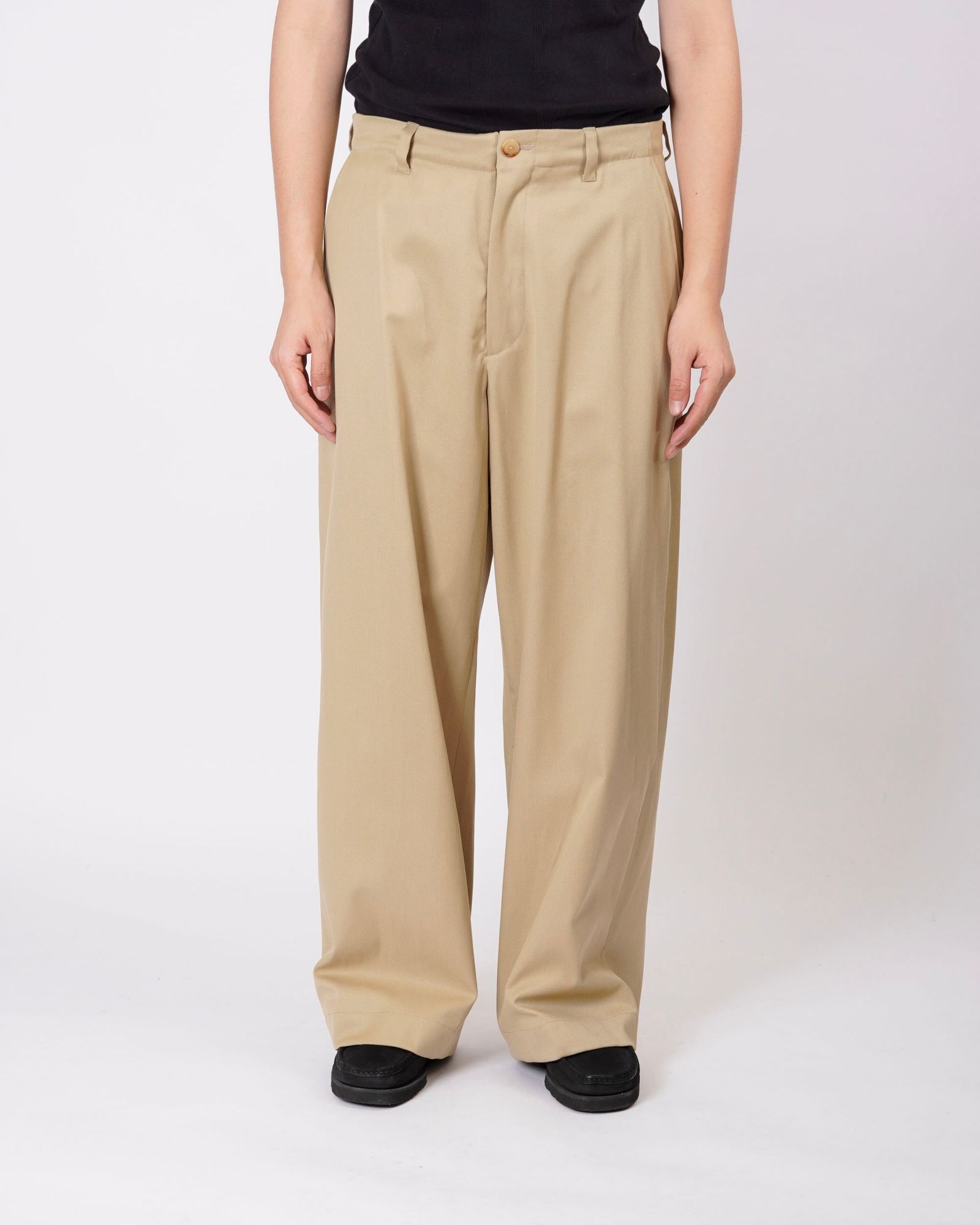 COTTON WOOL WIDE TROUSERS（BEIGE）