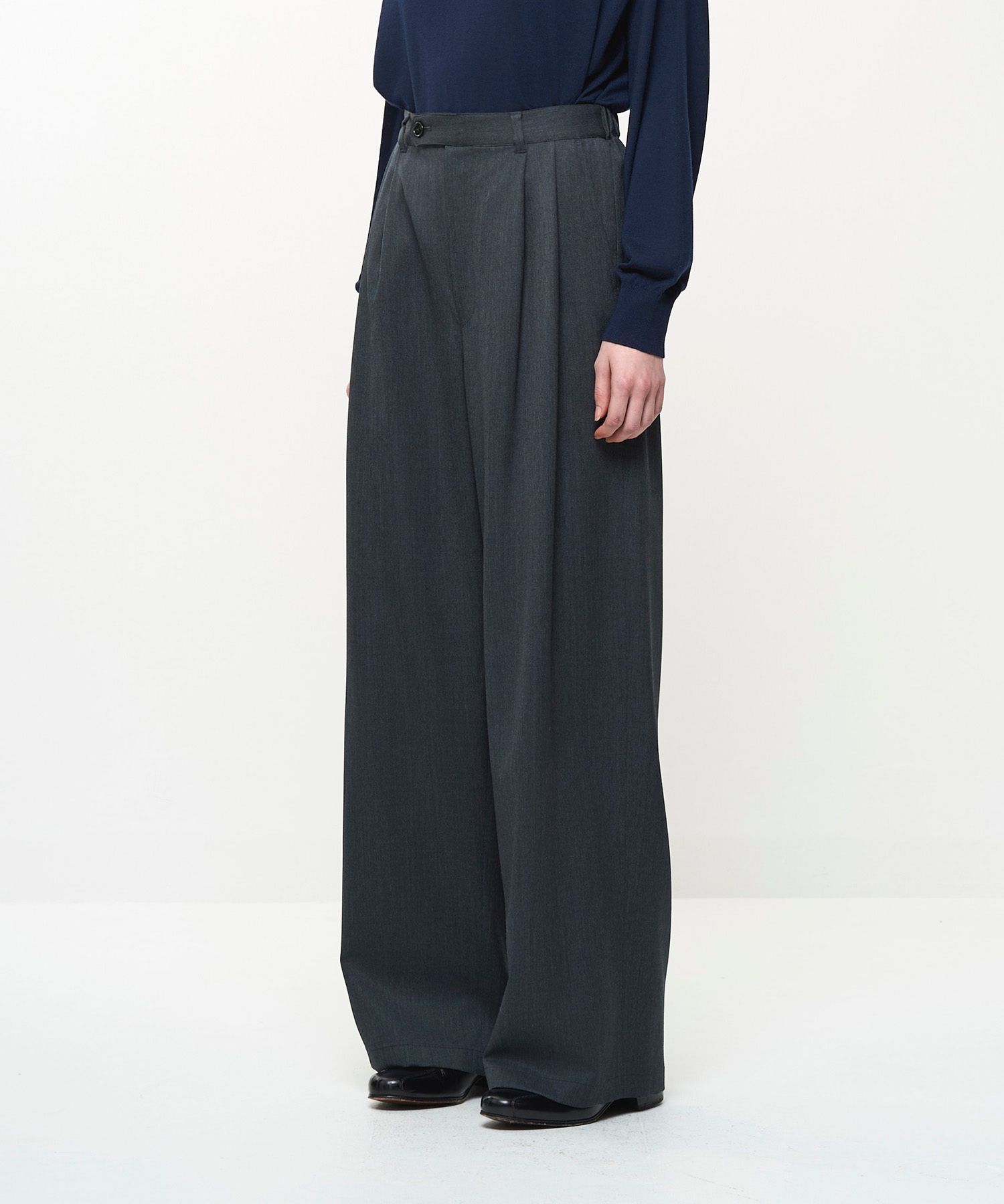 2TUCK WIDE EASY PANTS（GRAY）