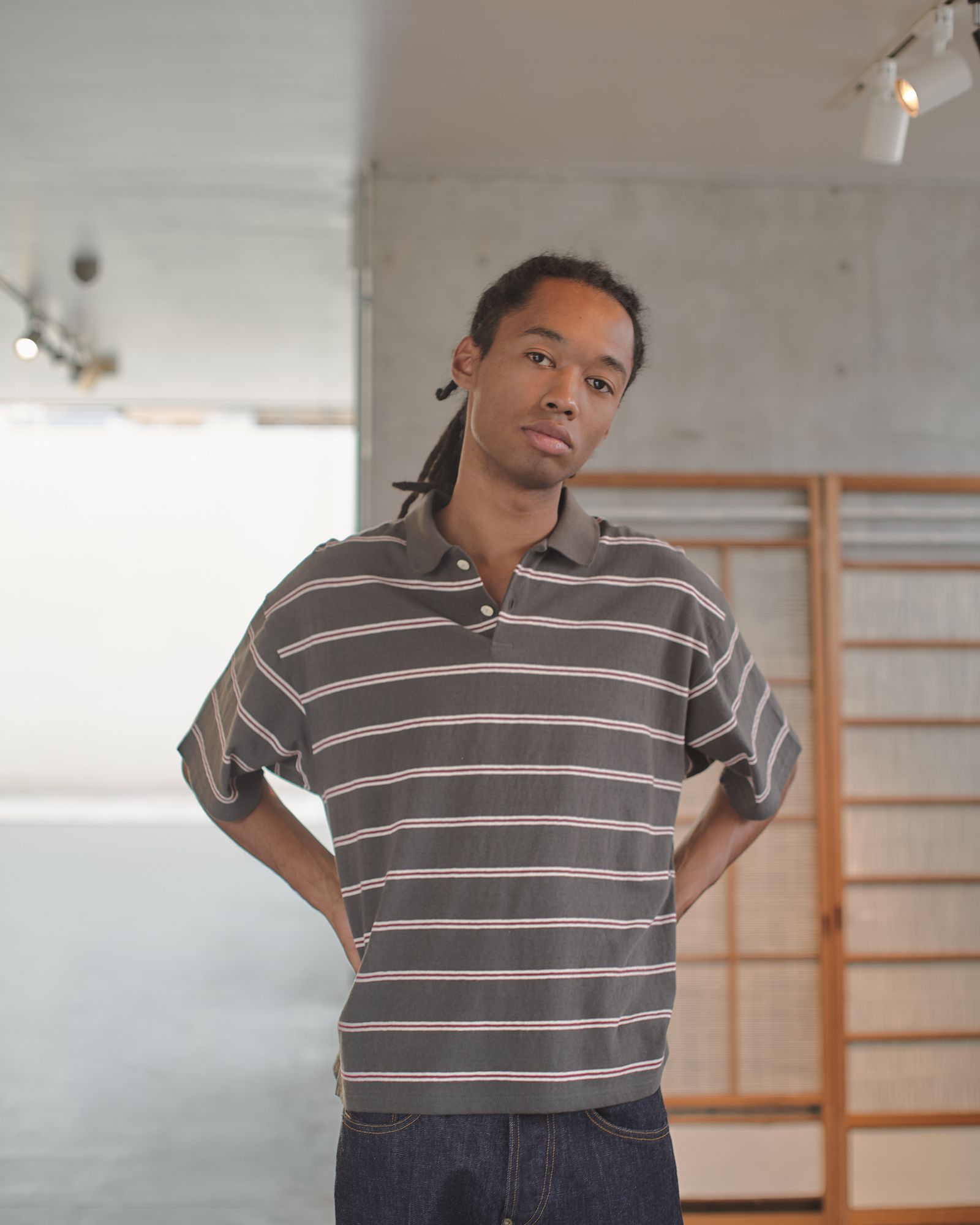 OLD MAN POLO ”BORDER”（CHARCOAL）