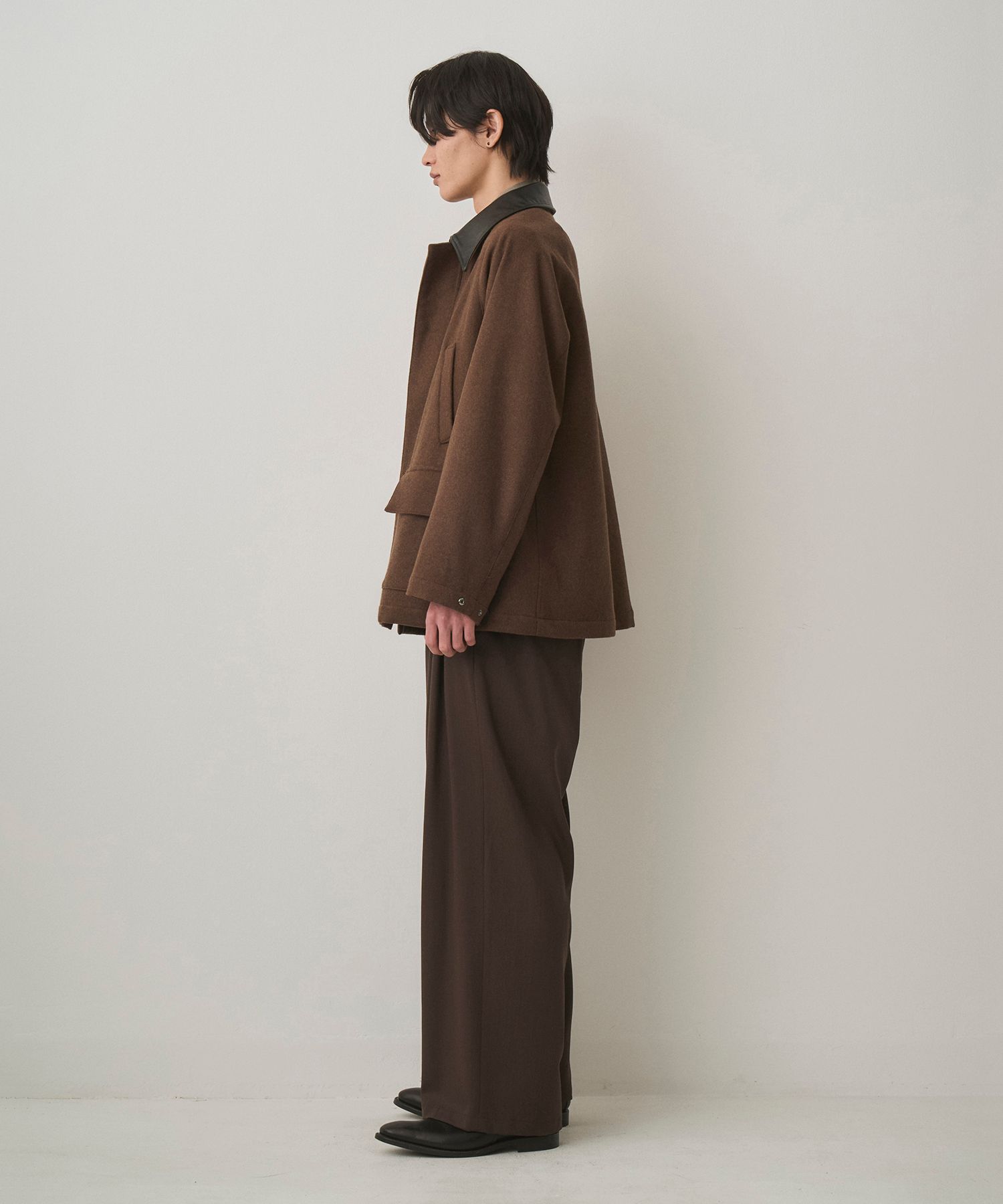 LEATHER COLLAR RIDING JACKET（BROWN）