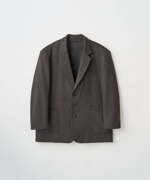 OVERSIZED CHECK JACKET（BROWN）