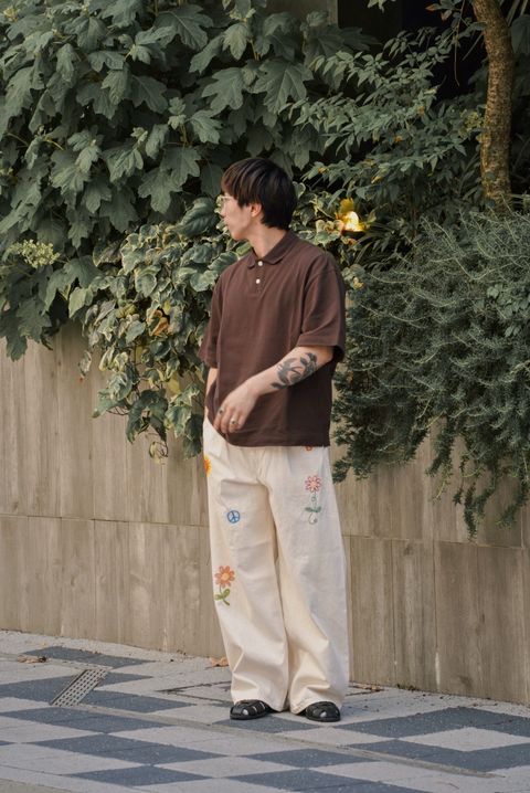 superNova. Embroidered wide selvedge jeans / Natural