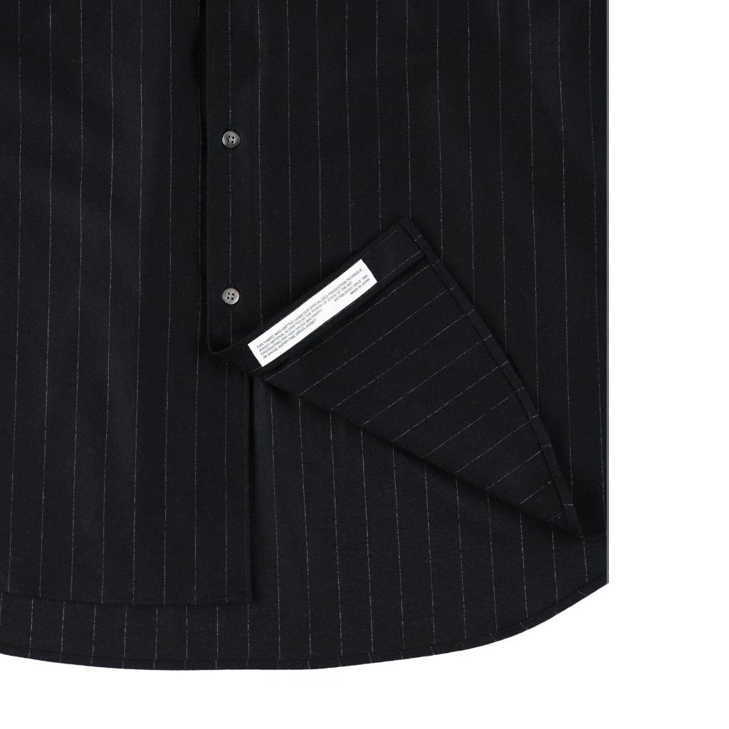 36G Wool Stripe Ideal Shirt（BLACK）