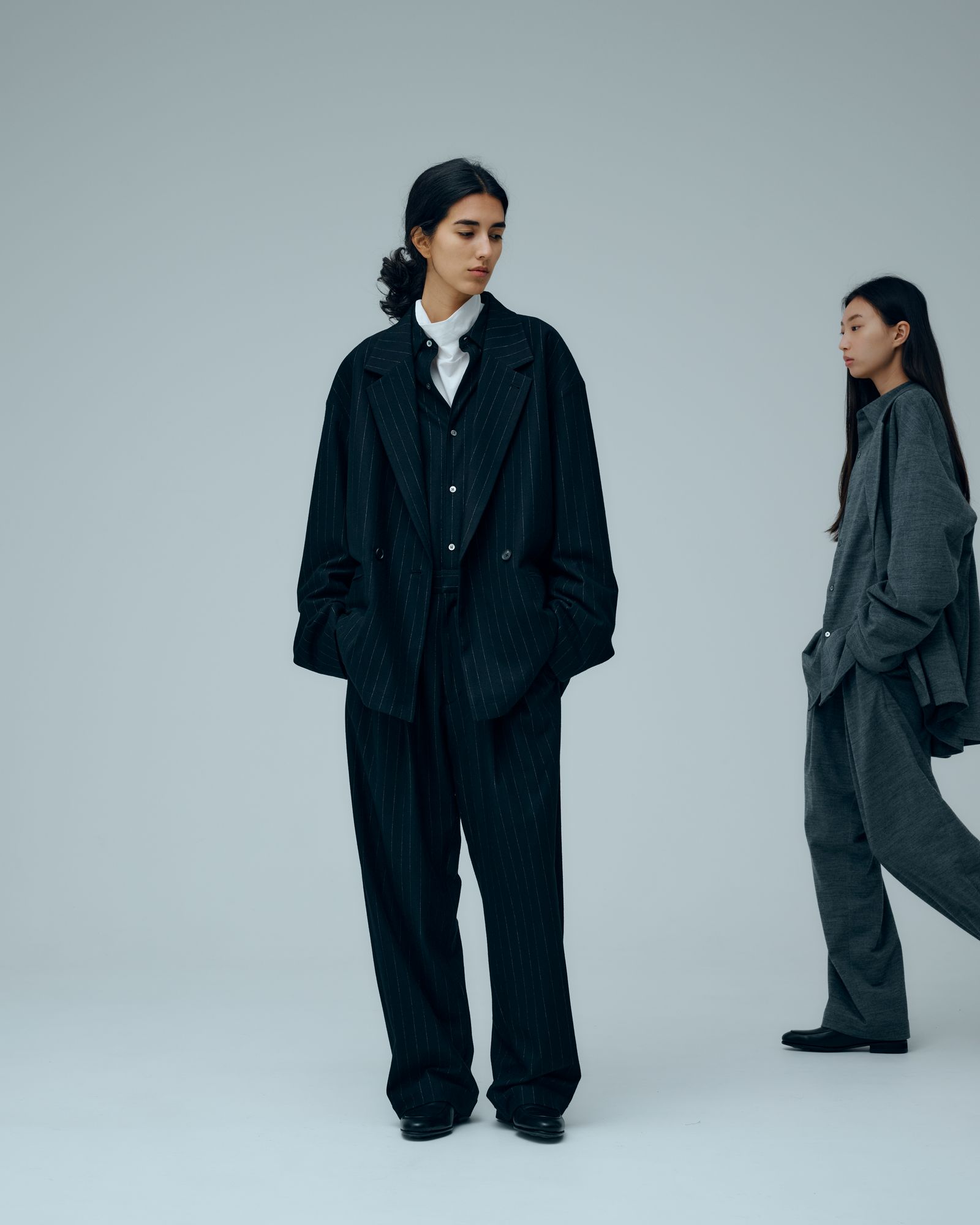 36G Wool Stripe Double Jacket（BLACK）