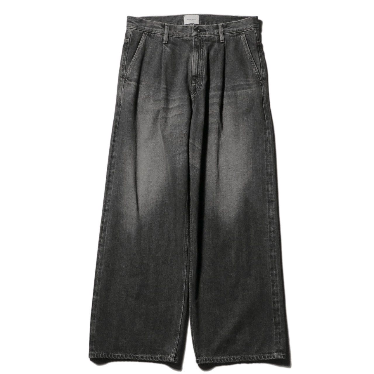 Wide selvedge jeans - Old vintage wash （Mid black）