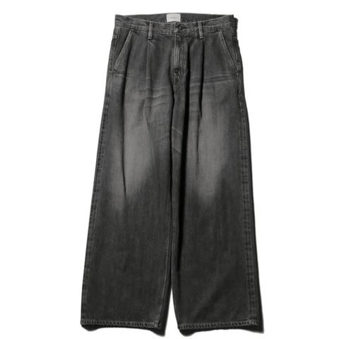 Wide selvedge jeans - Old vintage wash （Mid black）