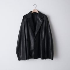 LEATHER OVERSIZE RAGLAN JACKET（BLACK）