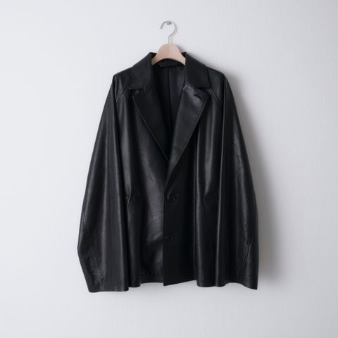 LEATHER OVERSIZE RAGLAN JACKET（BLACK）