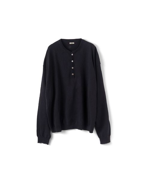 OLD MAN HENLEY NECK KNIT（BLACK）