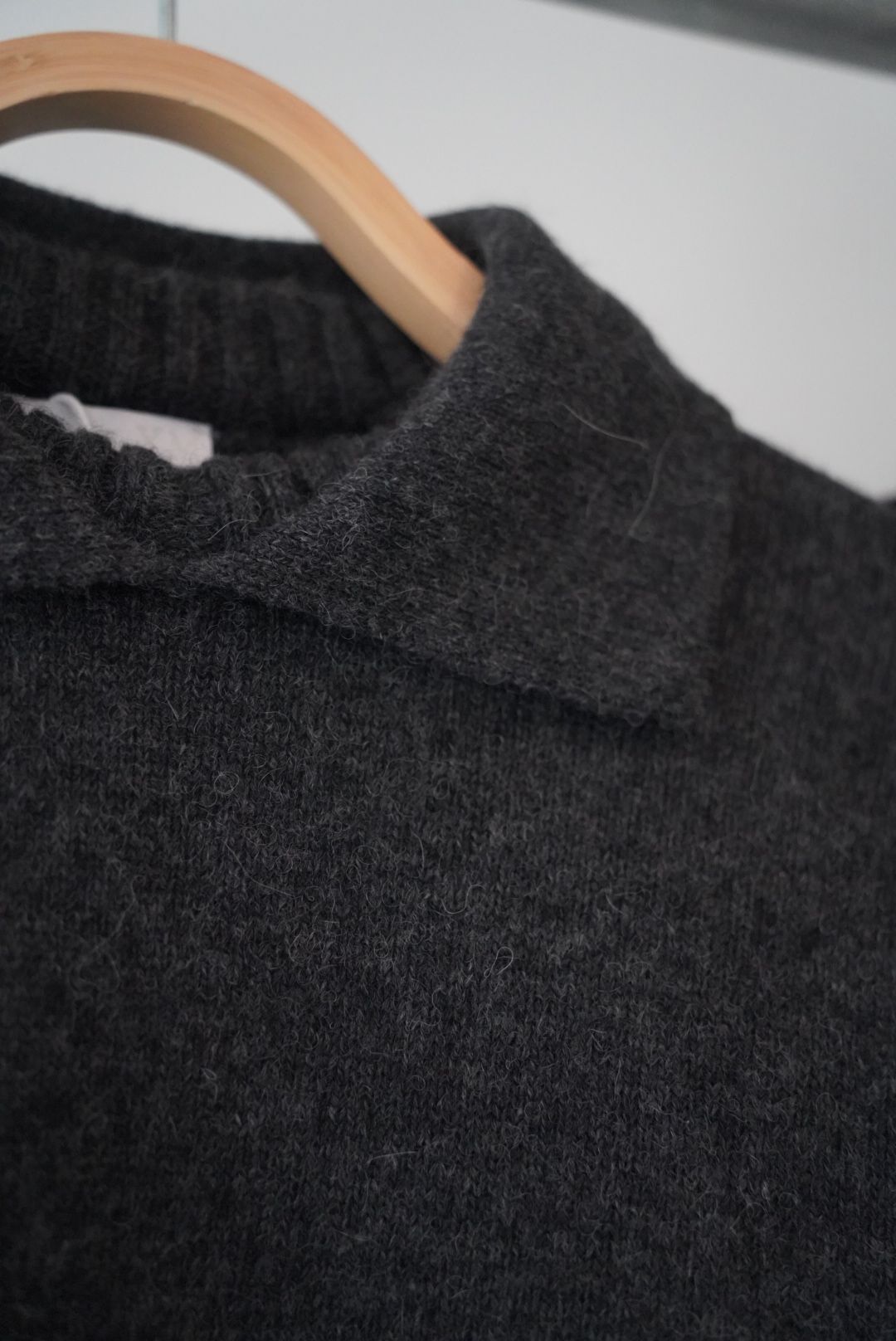 ALPACA POLO COLLAR KNIT SHIRT（BLACK）