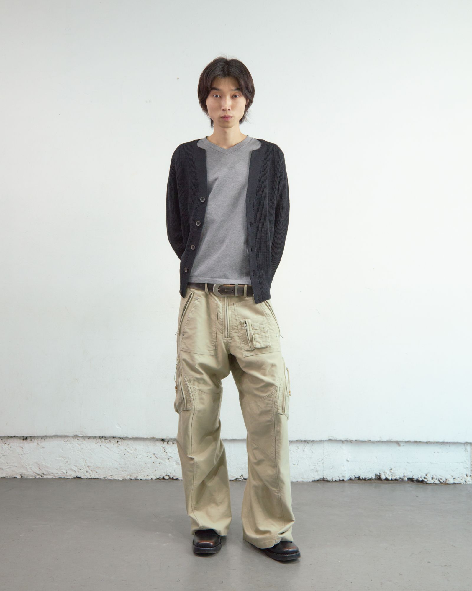 RIBBED CARDIGAN（BLACK）